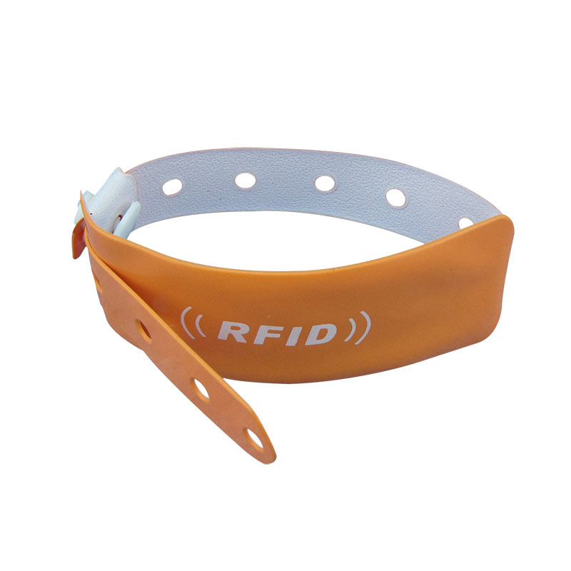 ແຖບຄວາມຖີ່ 13.56MHz Rfid Writable Disposable RFID Plastic PVC Event Wristband